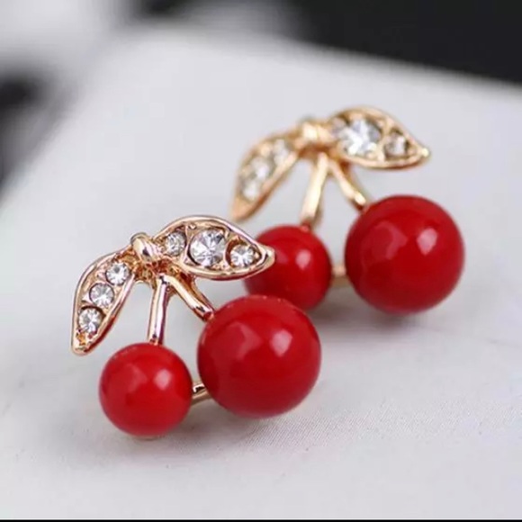 Jewelry - Cherry 🍒 Gold Stud Earrings